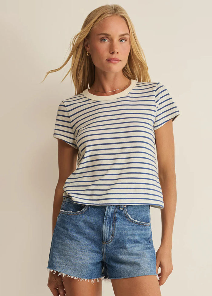 Junie Striped Tee - True Navy