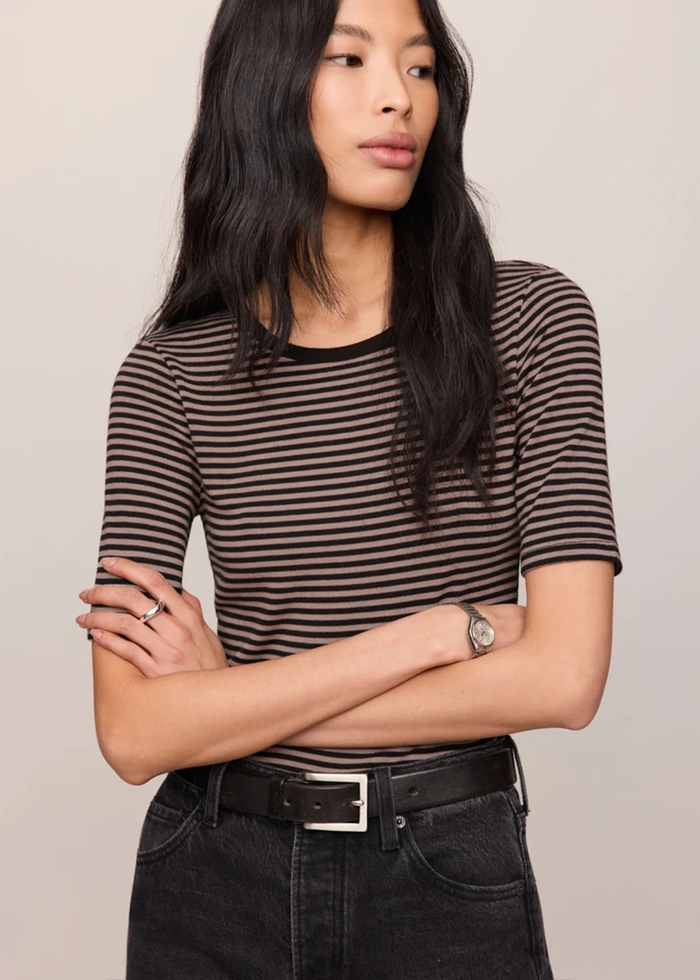 Freida Striped Tee - Wild Mushroom