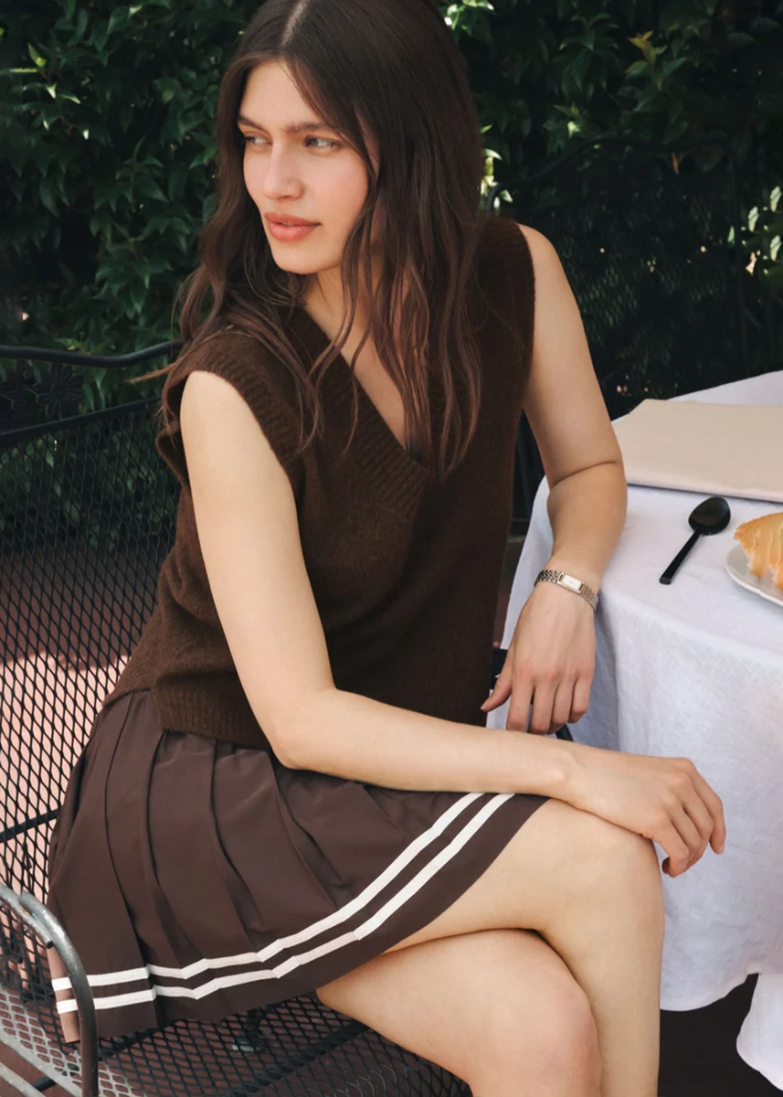Bleacher Babe Mini Skirt - Dark Chocolate