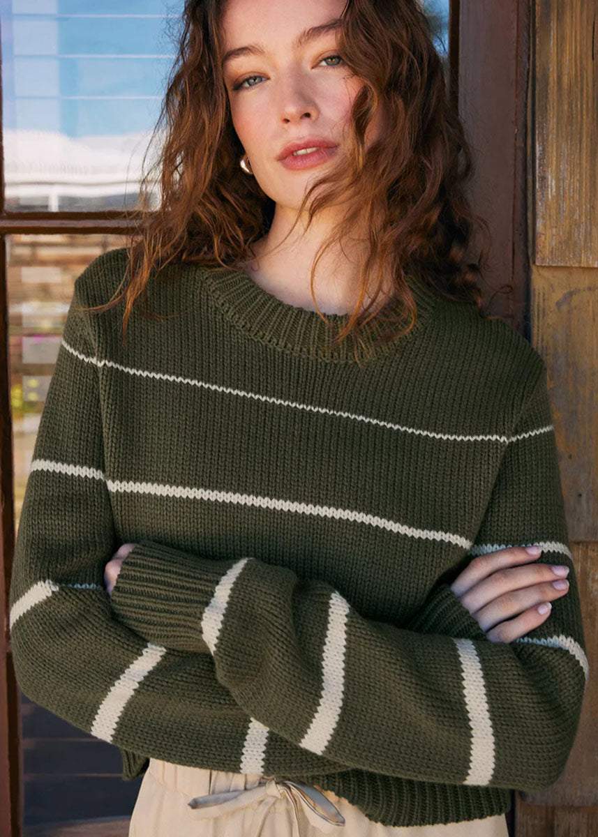Milan Stripe Sweater - Grape Leaf