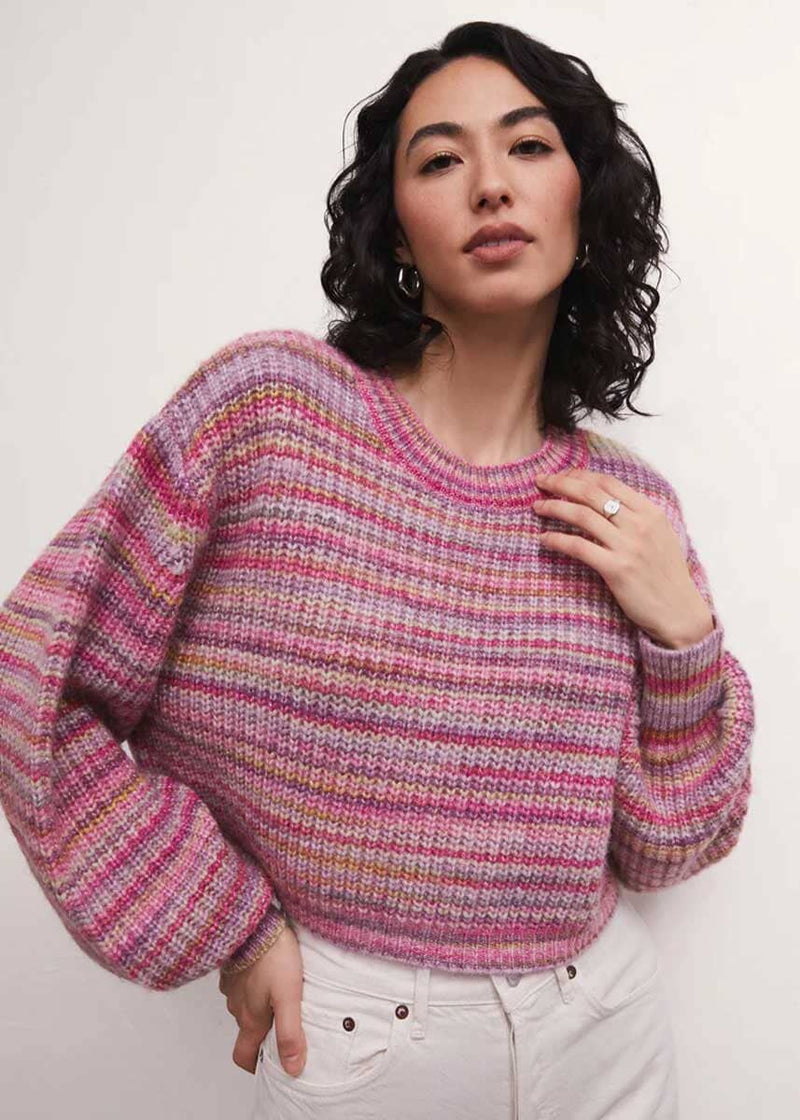 Prism Metallic Stripe Sweater - Magenta Punch
