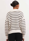 Villa Half Zip Stripe Sweater - White
