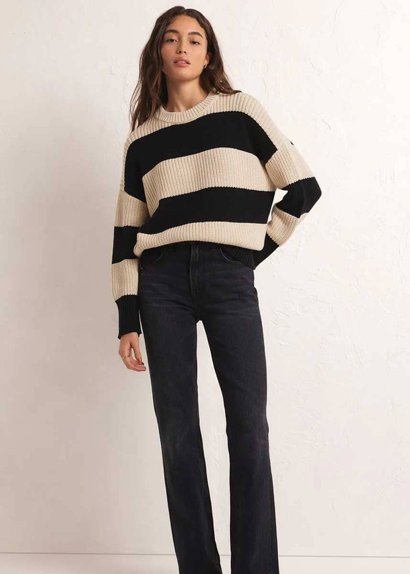 Fresca Stripe Sweater - Black