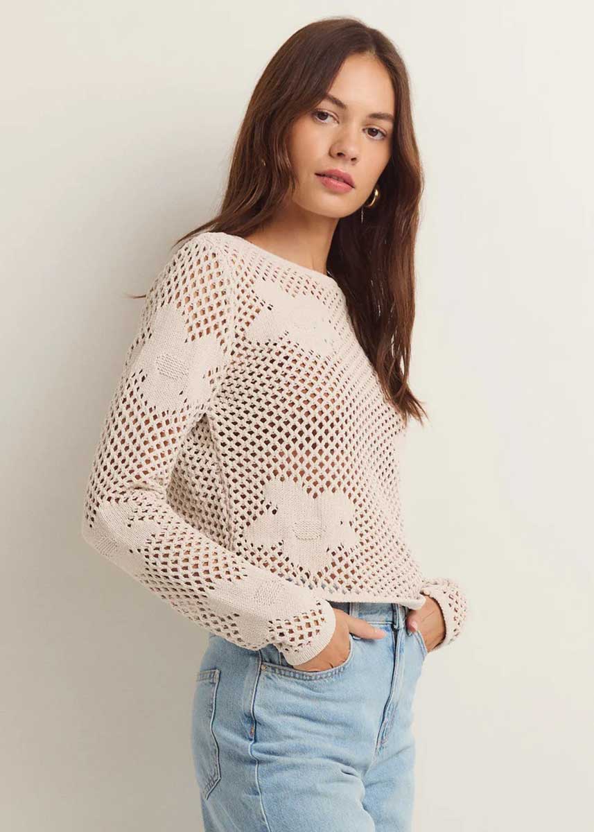 Blossom Floral Sweater - Natural