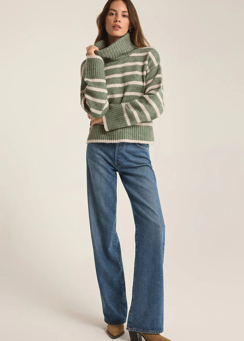 Josephine Stripe Sweater - Palm Green