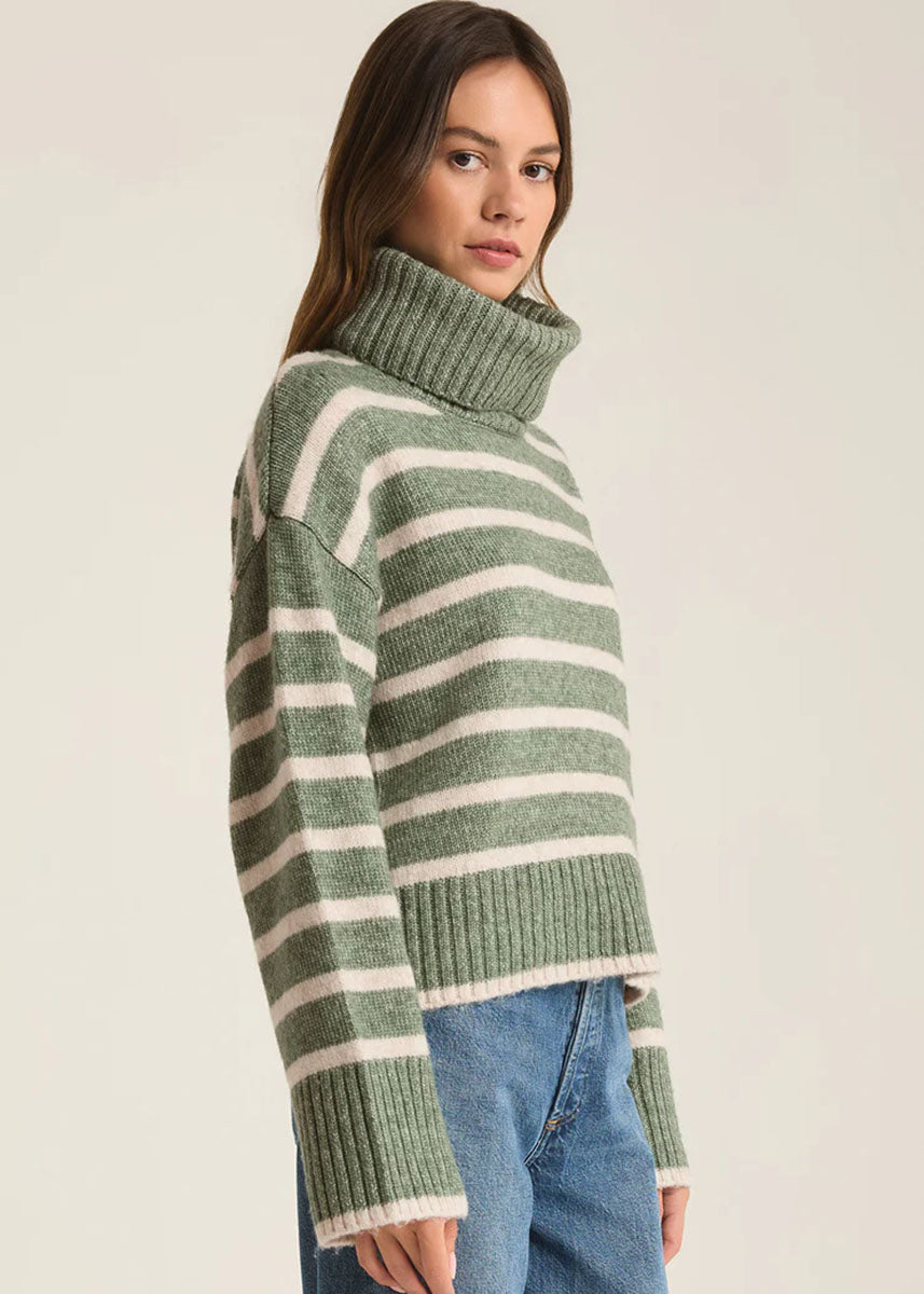 Josephine Stripe Sweater - Palm Green