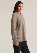 Boulevard V-Neck Sweater - Heather Taupe