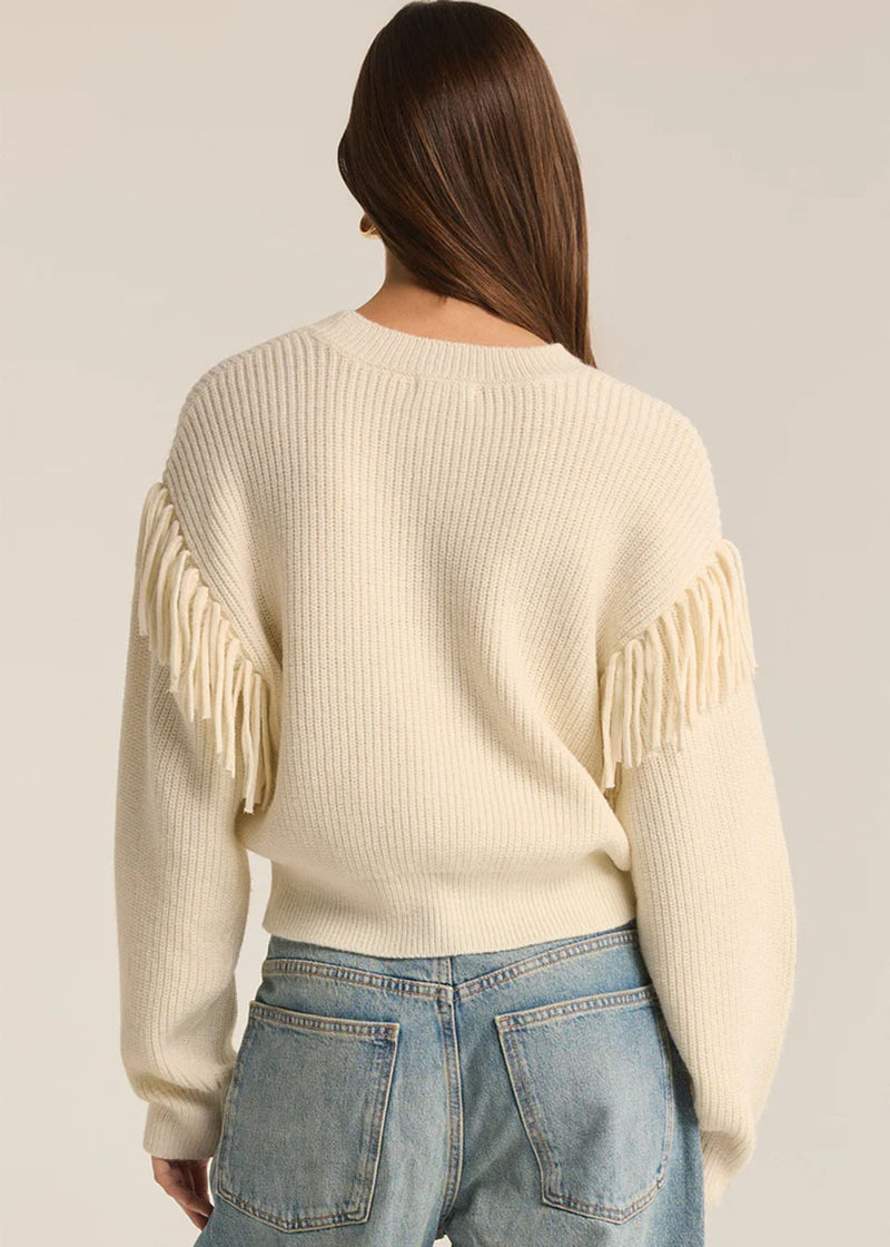 On The Fringe Sweater - Sea Salt