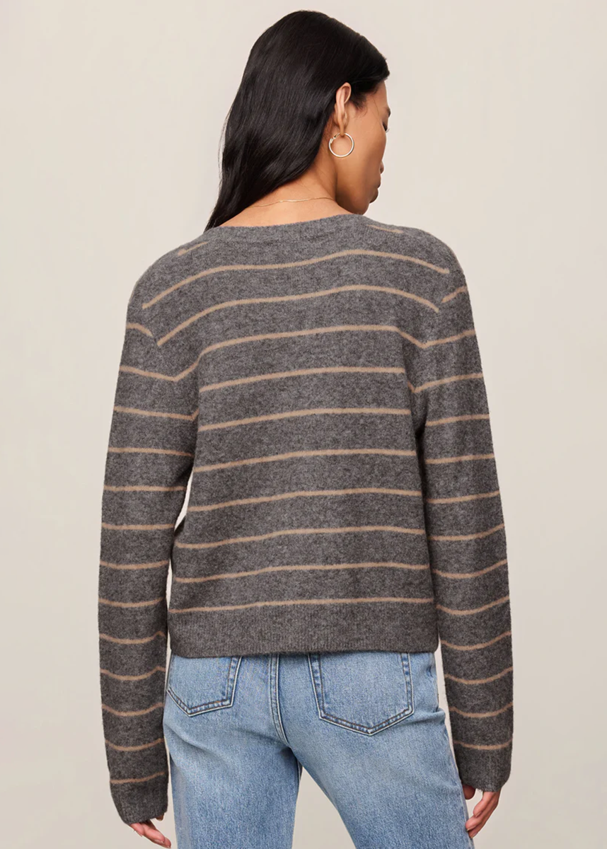 Medina Striped Cardigan - Charcoal Heather