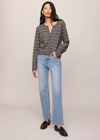Medina Striped Cardigan - Charcoal Heather