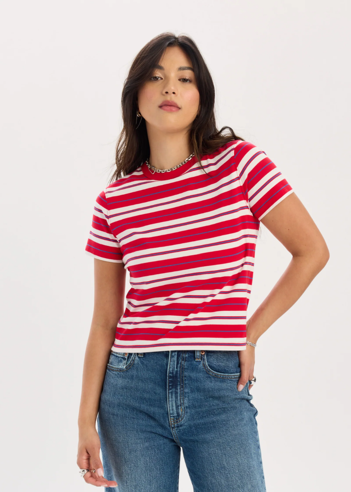 Zuma Crew Neck Tee - Scarlet Stripe