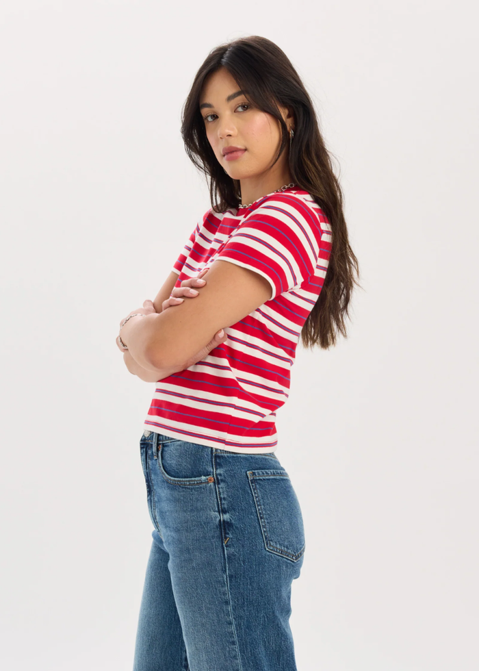 Zuma Crew Neck Tee - Scarlet Stripe