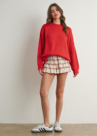 Amora Classic Waffle Top - Red