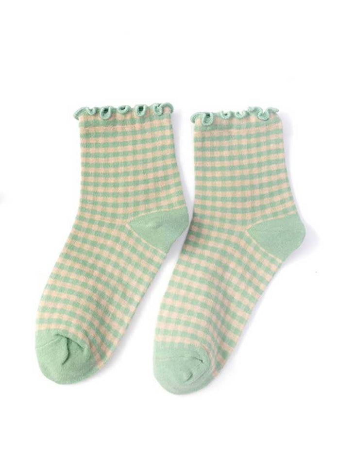 Frill Check Plaid Ankle Socks