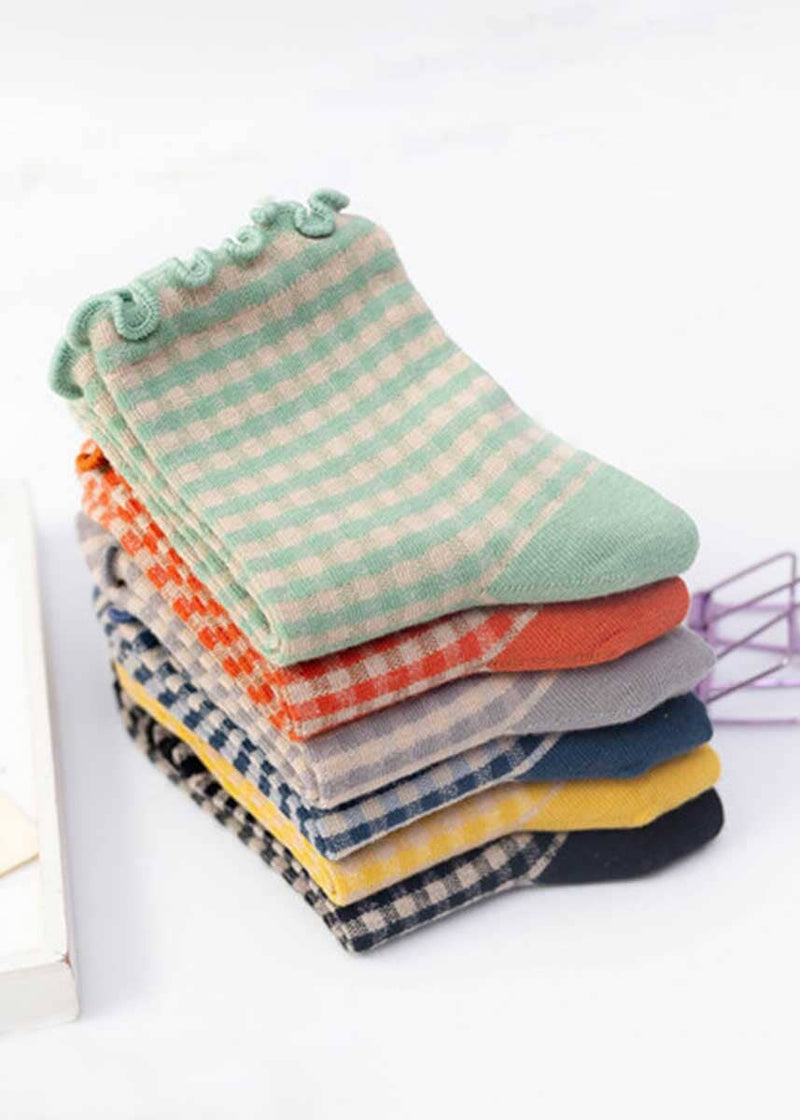 Frill Check Plaid Ankle Socks
