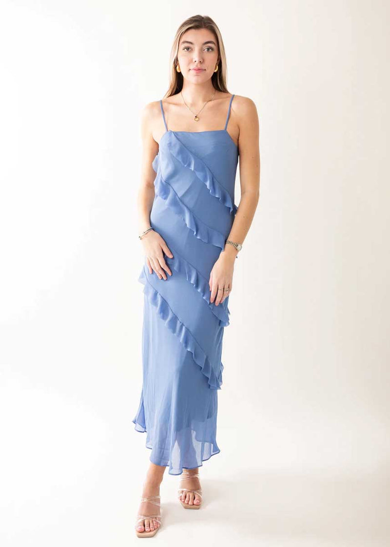 Daria Ruffle Dress - Blue