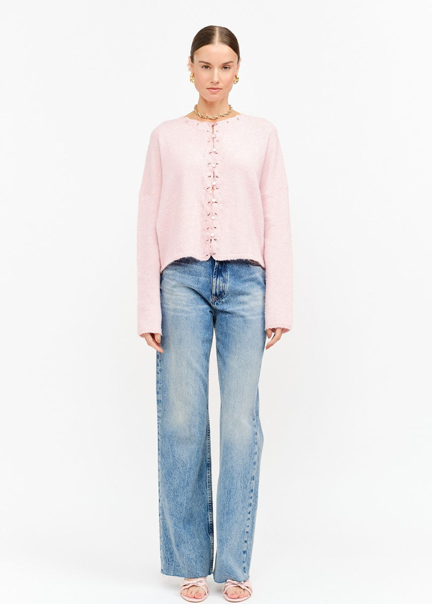 Liona Embroidered Cardigan - Pink