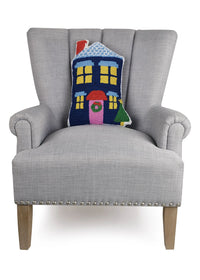 Blue House Shaped Hook Pillow