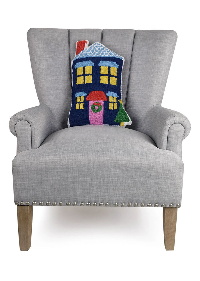 Blue House Shaped Hook Pillow