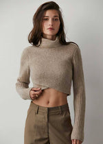 Emery Criss-Cross Crop Sweater - Taupe