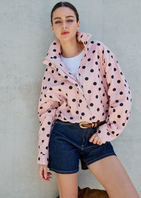 Abby Polka Dot Zip Up Jacket - Pink