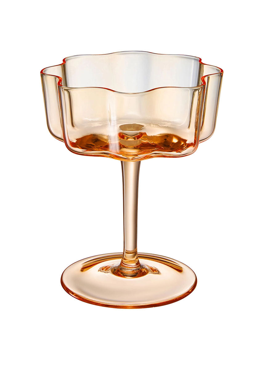 Bright Flower Wave Coupe Cocktail Glass