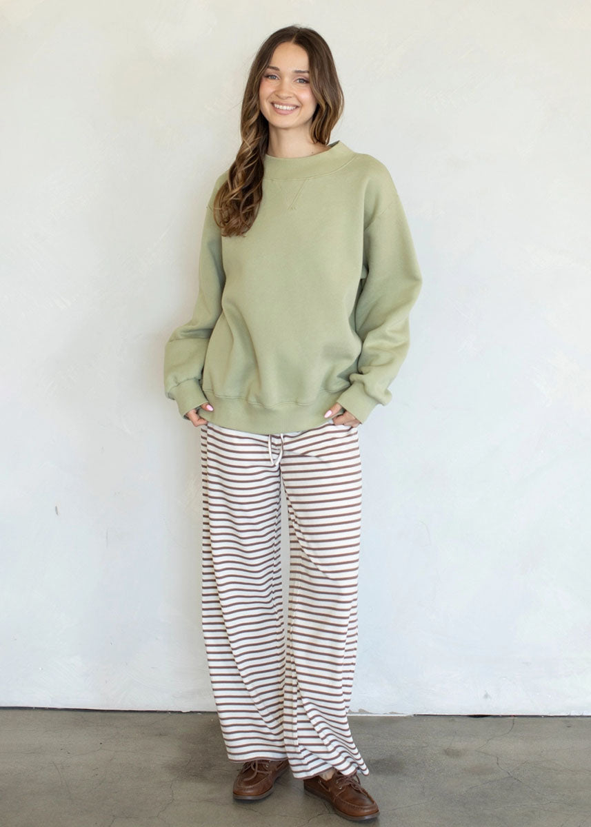 Nelly Fleece Wide Neck Sweatshirt - Sage