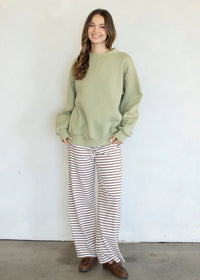 Nelly Fleece Wide Neck Sweatshirt - Sage