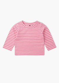 Kids Long Sleeve Crewneck Tee - Light Pink Tonal Stripe