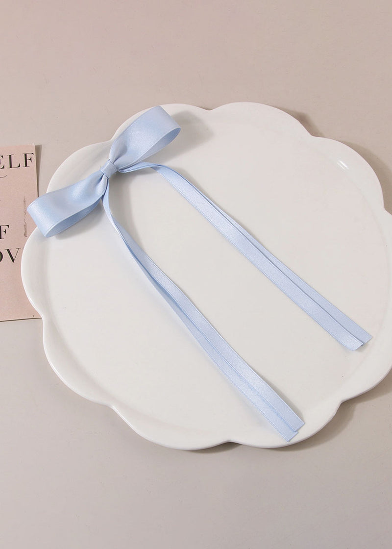 Long Ribbon Bow Clip - Blue