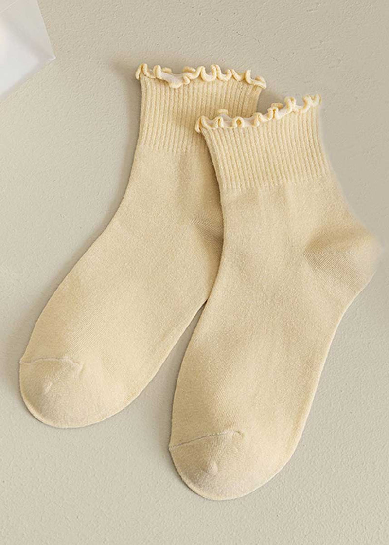 Ruffled Ankle Socks - Beige