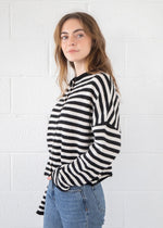 Piper Striped Cardigan - Ivory & Black