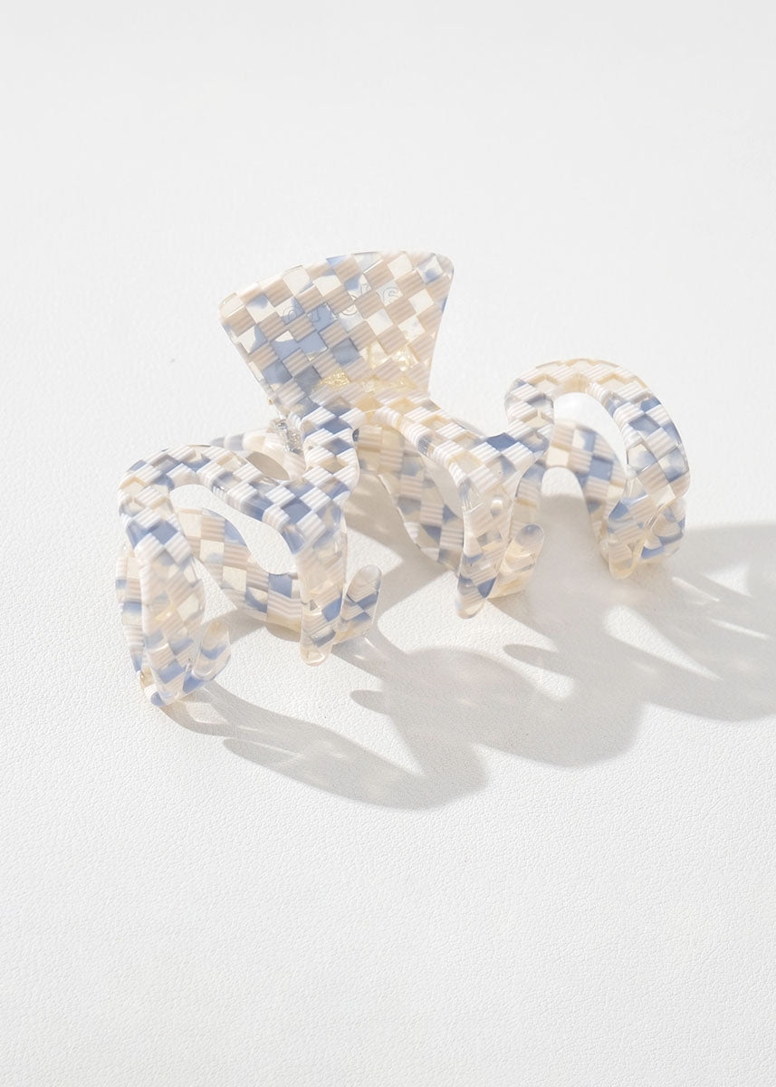 Blue Sand Check Large Claw Clip