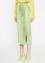 Sydney Midi Pencil Skirt - Iridescent Lime Sequin
