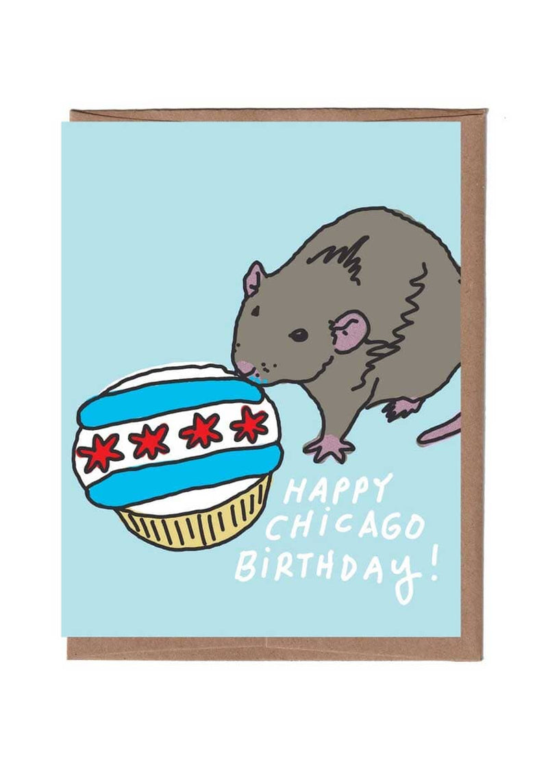 Chicago Rat Birthday Cake Card