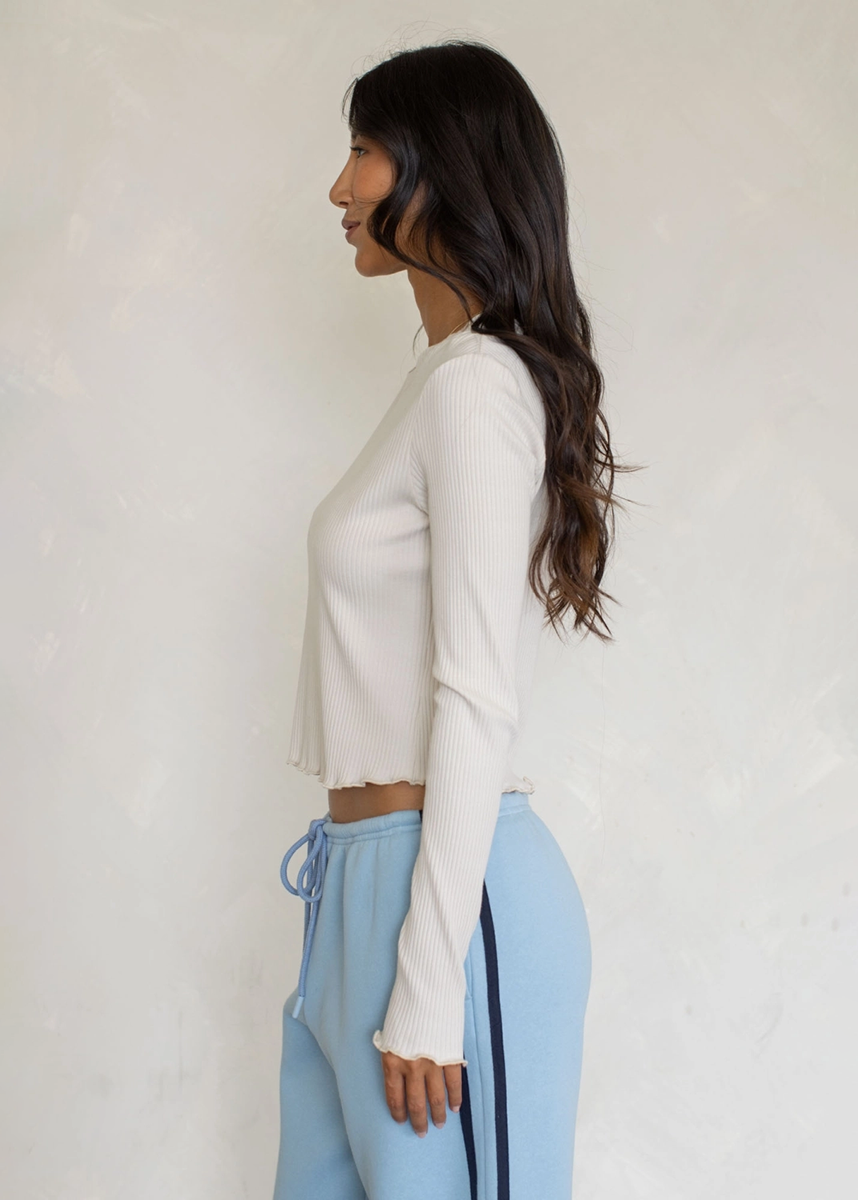 Pen Ribbed Long Sleeve - Ivory