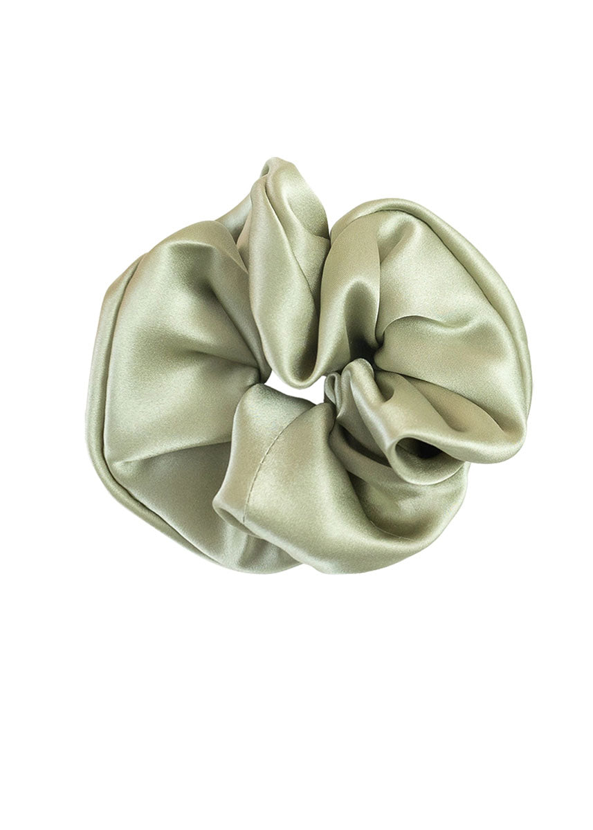 Silken Hair Scrunchie - Pale Olive