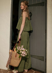 Olivette Striped Wide Leg Pants - Green