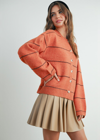 Adaline Striped Cardigan - Rust
