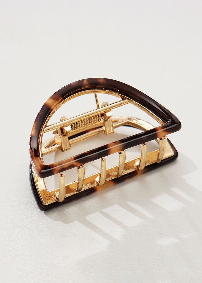 Rosalie Half Moon Claw Clip - Deep Tortoise