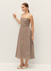 Adira Midi Dress - Brown Gingham