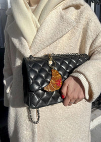 Bow Croissant Bag Charm Keychain