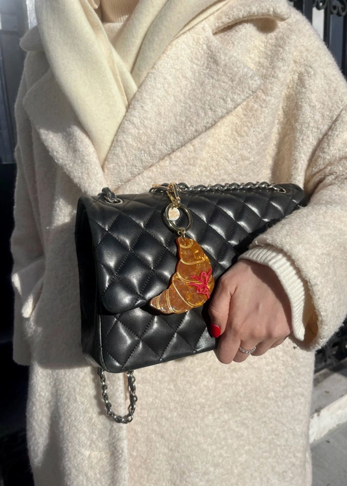 Bow Croissant Bag Charm Keychain