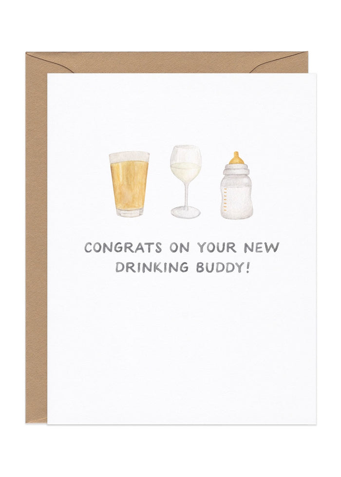 Drinking Buddies New Baby Card