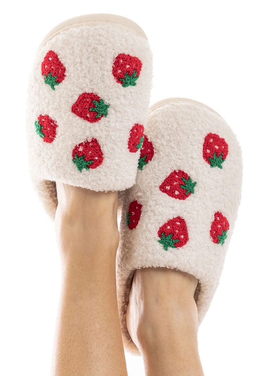 Fuzzy Strawberry Slippers