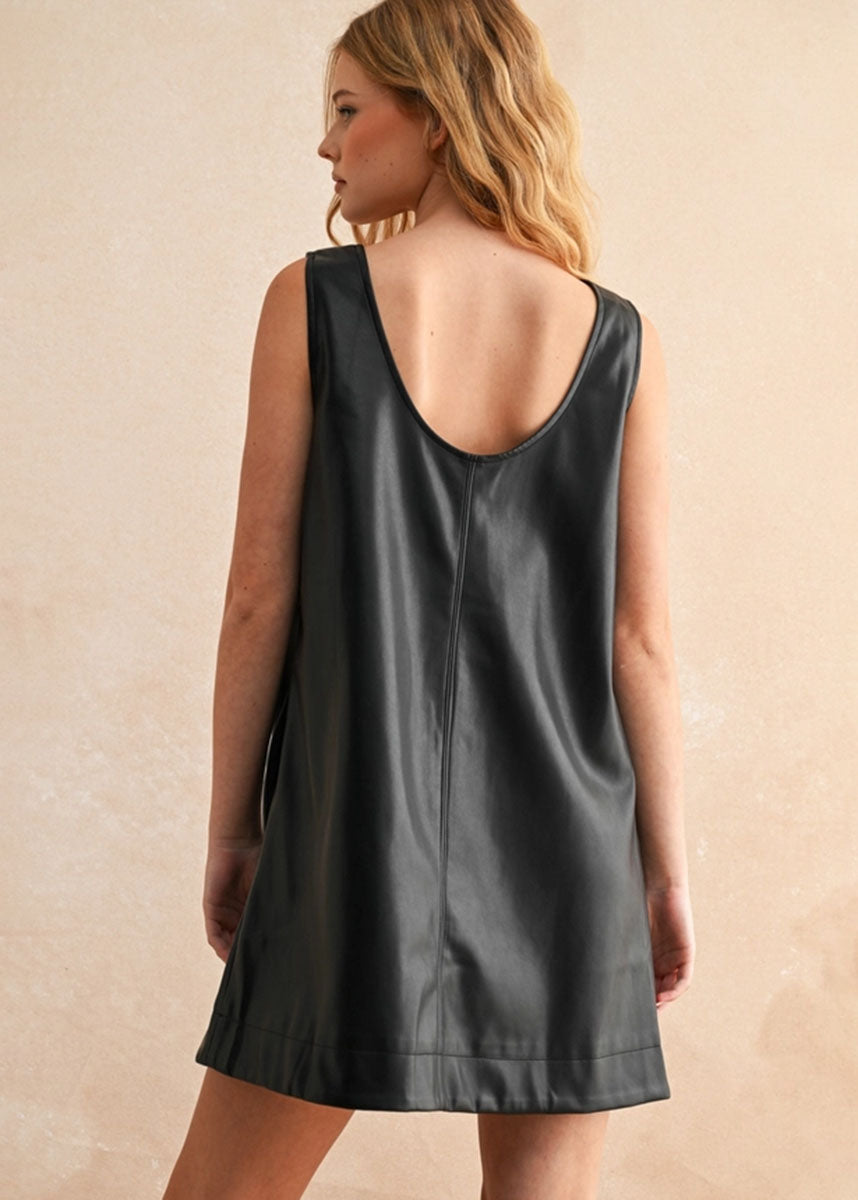 Greer Faux Leather Mini Jumper - Black