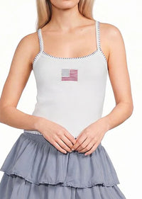 Amelia Flag Whipstitch Tank - White