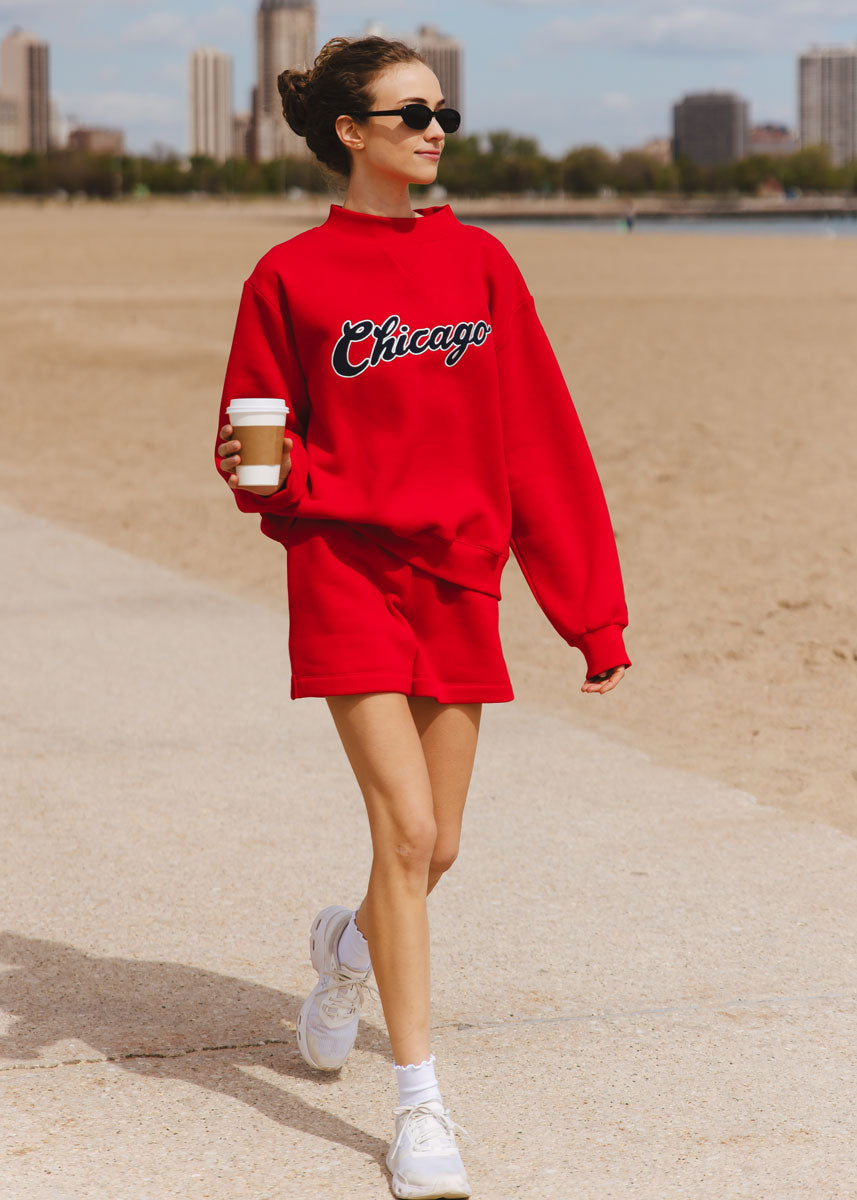 Chi Script Sweatshort - Red