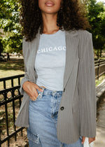 Chicago Baby Tee - Athletic Heather & White