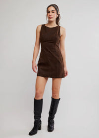 Atlas Suede Mini Dress - Chocolate